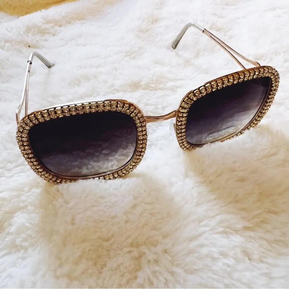 Avelina Black & Blue Crystal Embellished Sunglasses - Picture 4 of 10